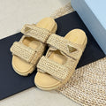 PRADA Pra Raffia Cork Slide 40 Beige