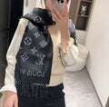 LOUIS VUITTON ALL ABOUT MONOGRAM SCARF 185 CM IN BLACK WOOL 394497