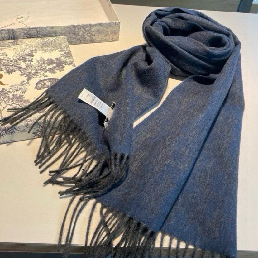 GUCCI SCARF IN CLASSIC BLUE WOOL AND CASHMERE 398233