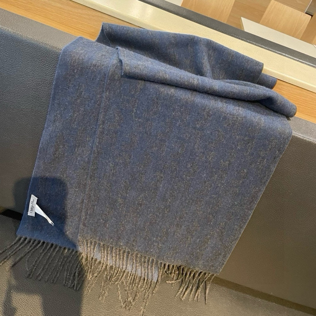 GUCCI SCARF IN CLASSIC BLUE WOOL AND CASHMERE 398233
