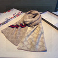 GUCCI CLASSIC SCARF 180 CM IN ECRU TAN MONOGRAM CASHMERE 401993