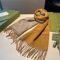 GUCCI SCARF IN PEANUT BROWN AND KHAKI BROWN WOOL 405142