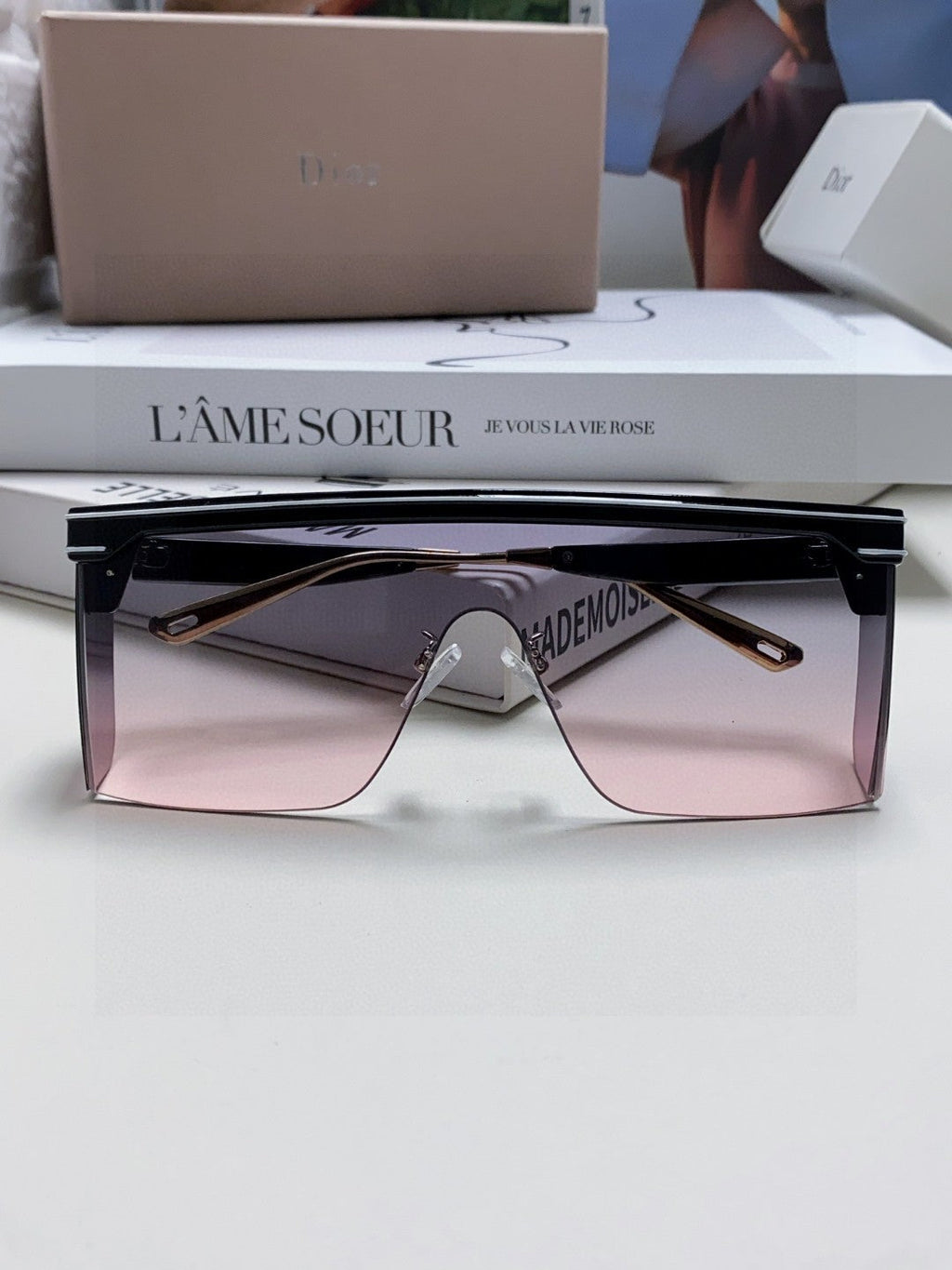 DIOR SUNGLASS CLUB M1U 566688 IN BLACK ACETATE PINK SMOKE LENSES