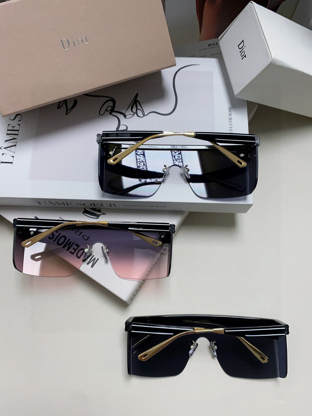 DIOR SUNGLASS CLUB M1U 566688 IN BLACK ACETATE PINK SMOKE LENSES