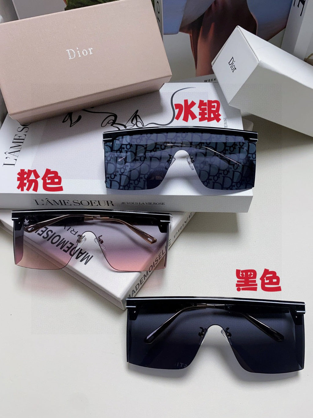 DIOR SUNGLASS CLUB M1U 566688 IN BLACK ACETATE PINK SMOKE LENSES