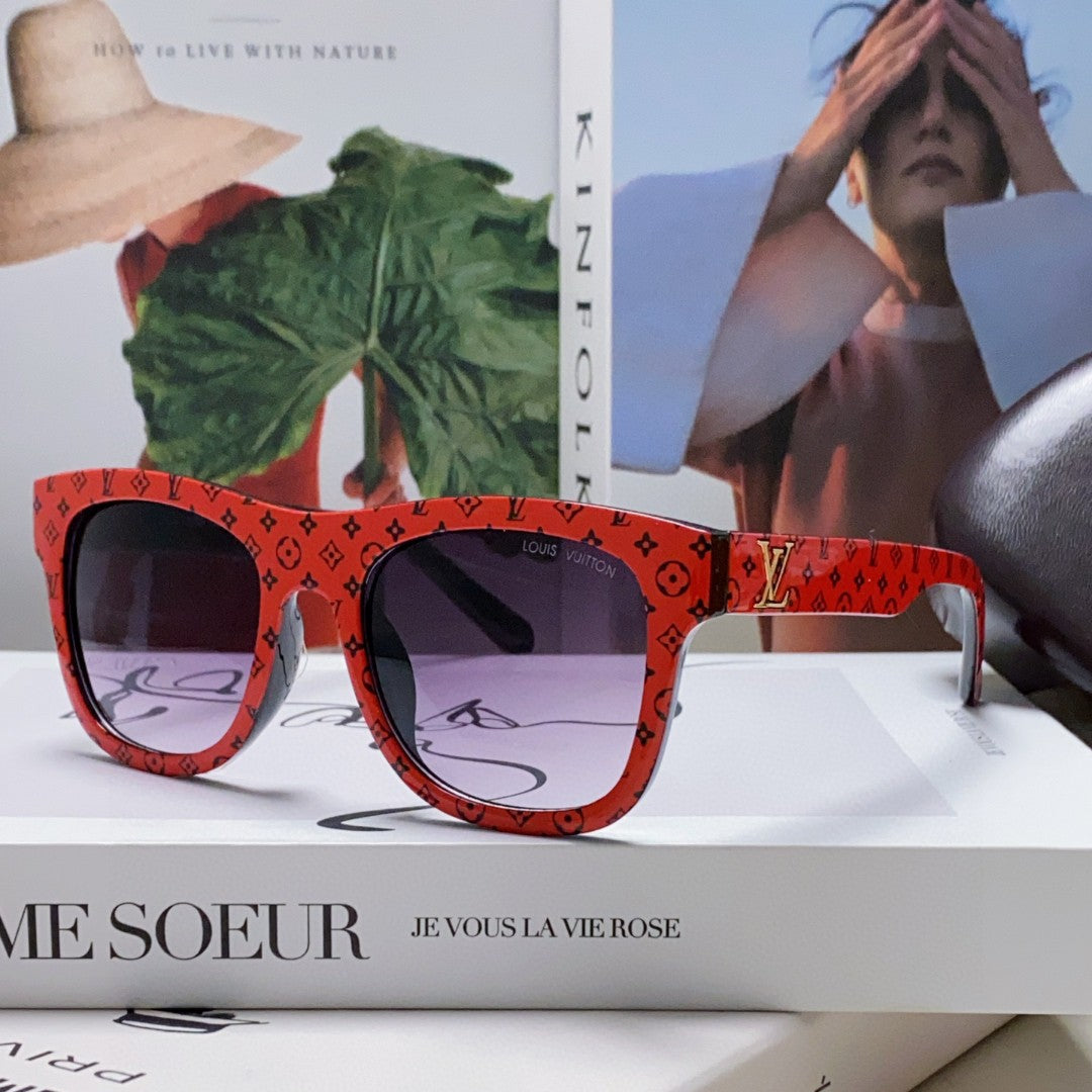 LOUIS VUITTON MONOGRAM SUNGLASS 581385 IN RED ACETATE FRAME