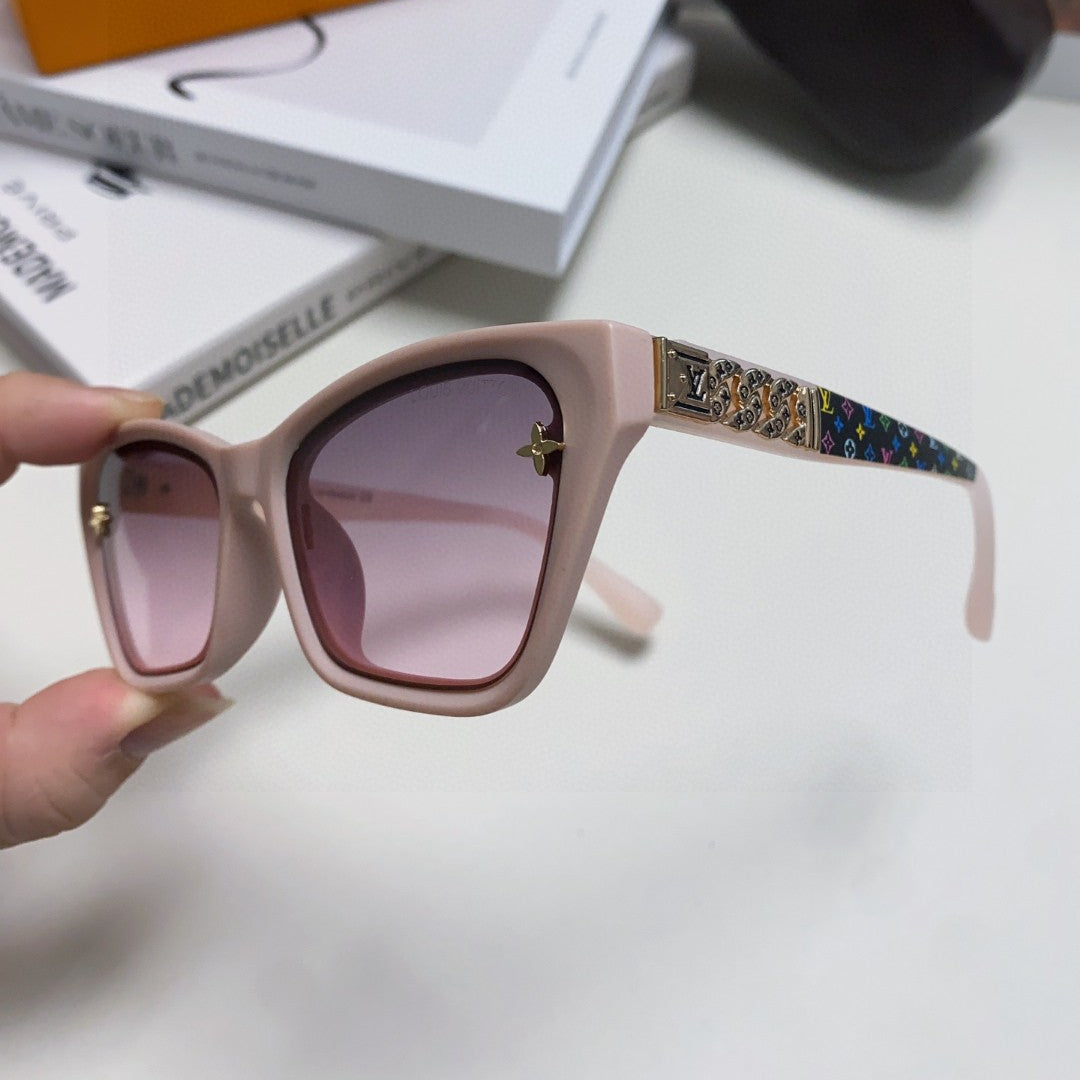 LOUIS VUITTON SQUARE SUNGLASSES 581358 IN NUDE PINK ACETATE EMBOSSED MONOGRAM LOGO
