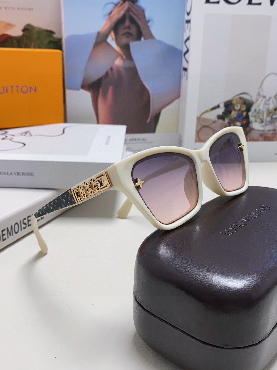 LOUIS VUITTON SQUARE SUNGLASSES 581359 IN IVORY ACETATE EMBOSSED MONOGRAM LOGO