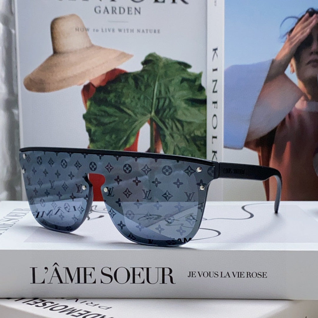 LOUIS VUITTON WAIMEA SUNGLASSES 581362 IN BLACK ACETATE MONOGRAM ON LENS