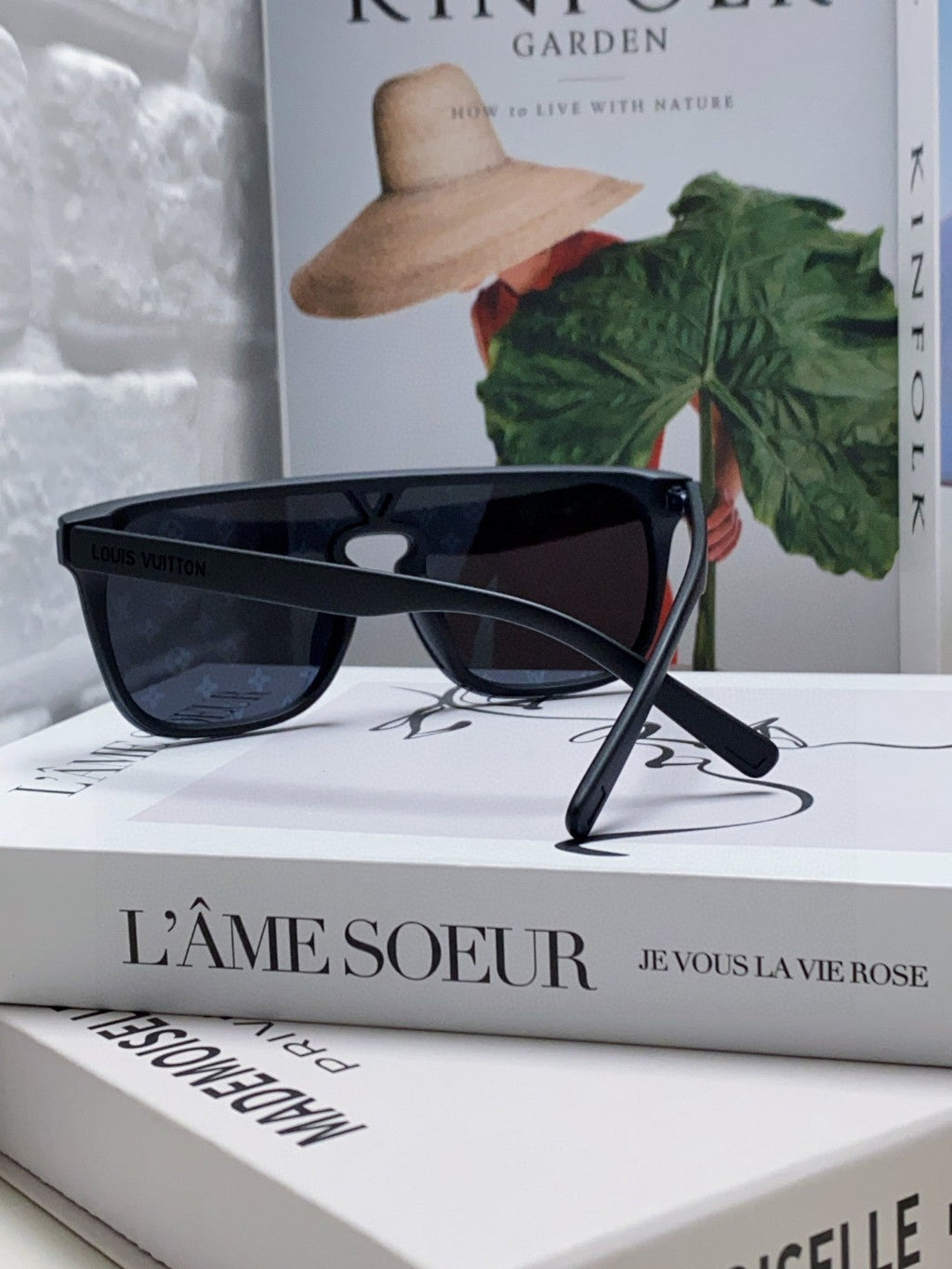 LOUIS VUITTON WAIMEA SUNGLASSES 581362 IN BLACK ACETATE MONOGRAM ON LENS