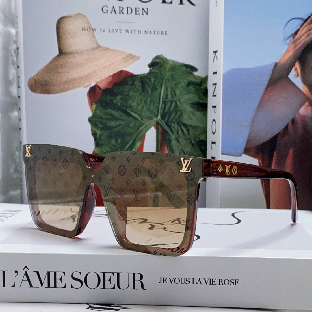 LOUIS VUITTON SQUARE SUNGLASS 581367 IN BROWN ACETATE MONOGRAM MASK ON LENS