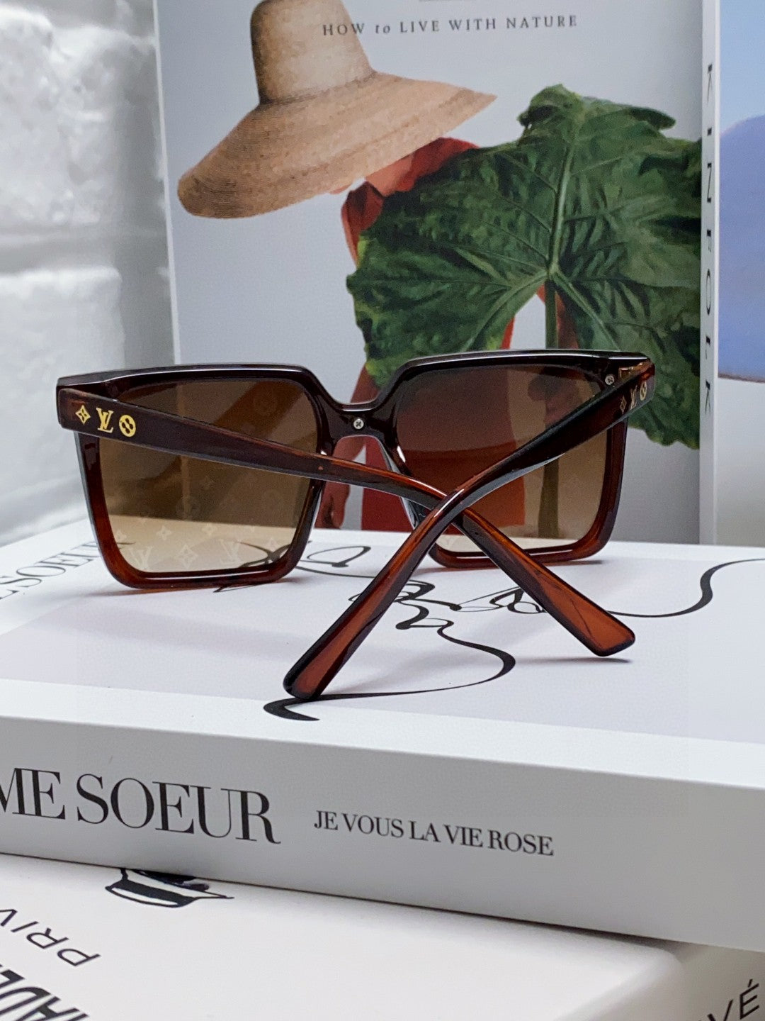 LOUIS VUITTON SQUARE SUNGLASS 581367 IN BROWN ACETATE MONOGRAM MASK ON LENS