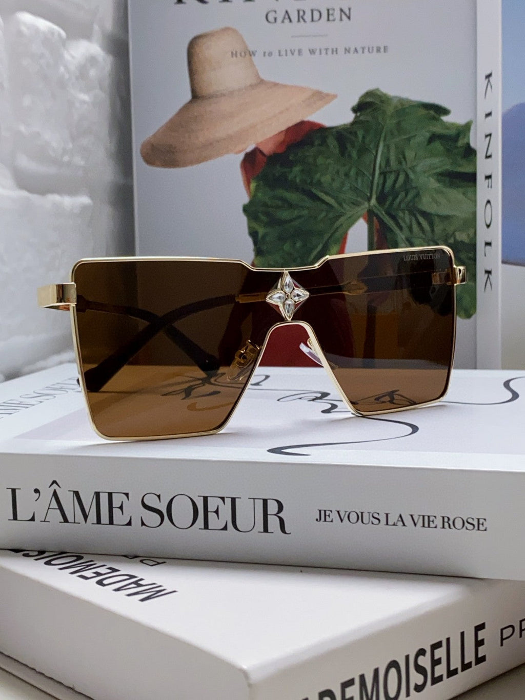 LOUIS VUITTON CYCLONE SUNGLASS 581374 IN GOLD METAL BRWON LENSES