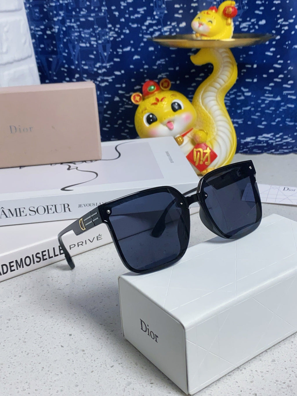 DIOR MONTAIGNE SUNGLASS 560862 IN BLACK ACETATE