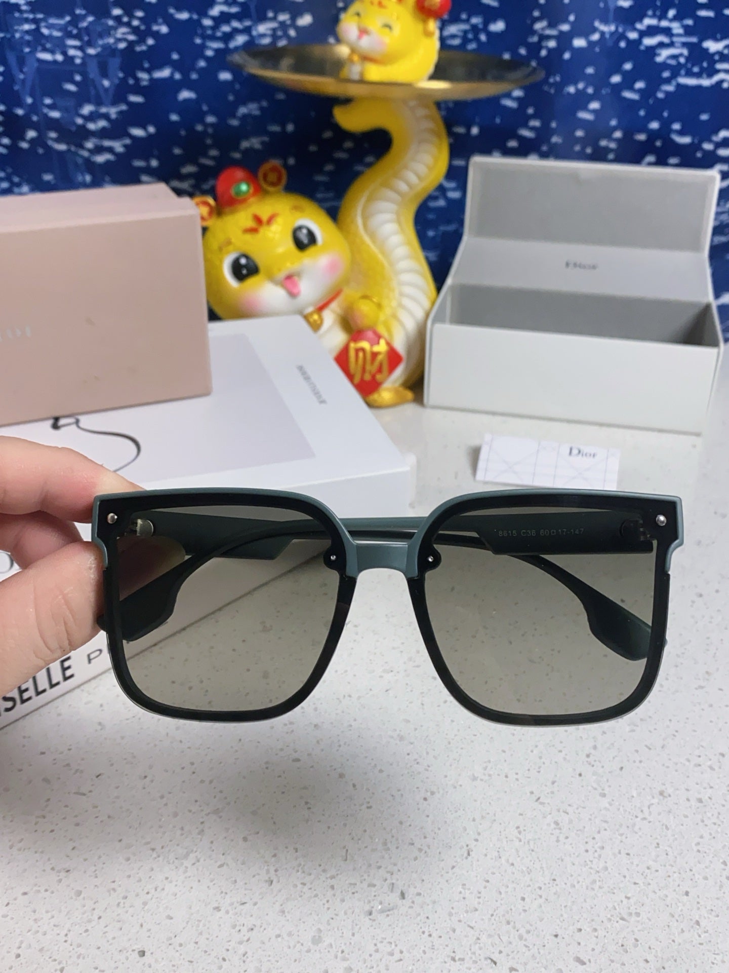DIOR MONTAIGNE SUNGLASS 560860 IN TAN GREEN ACETATE