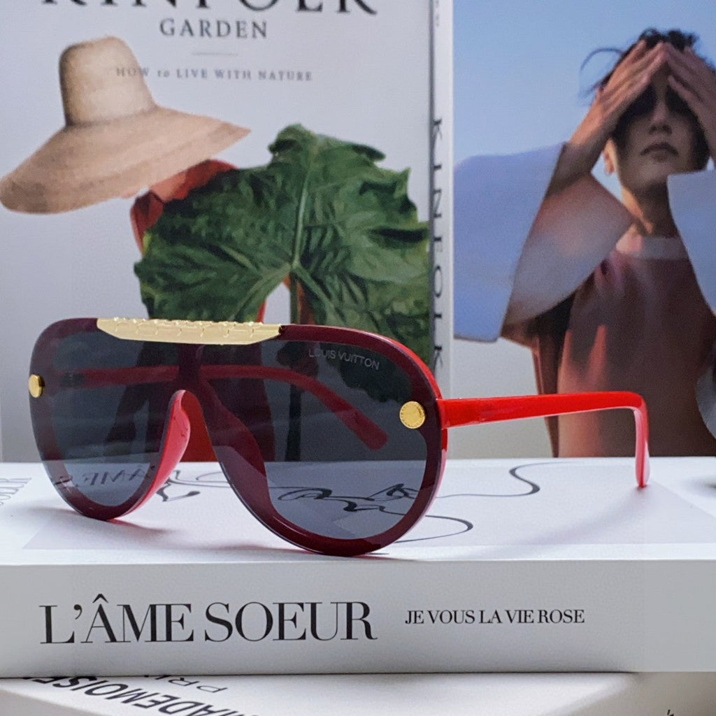 LOUIS VUITTON BLACKWOOD SUNGLASSES 567457 IN RED ACETATE GOLD METAL