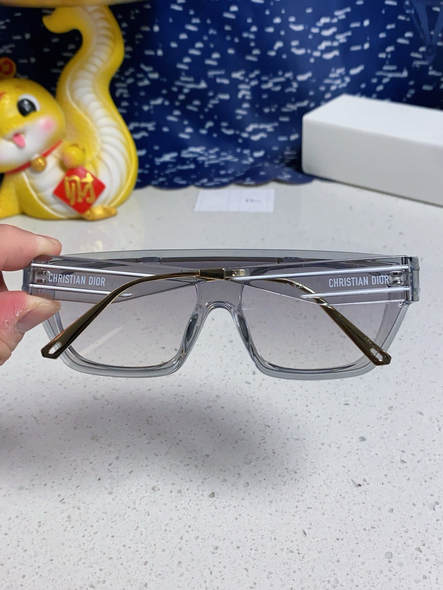 DIOR MONTAIGNE SUNGLASS CLUB M7U IN GREY CLEAR ACETATE