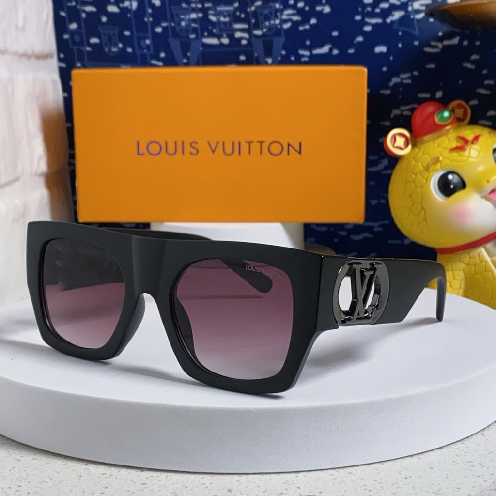 LOUIS VUITTON LINK SQUARE SUNGLASSES 570272 IN BLACK ACETATE BLACK LOGO