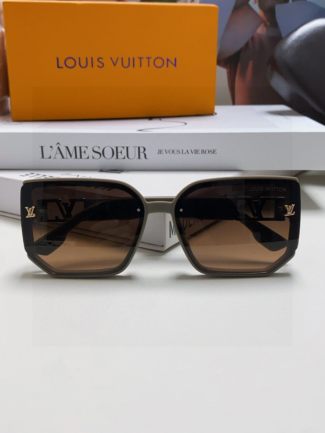 LOUIS VUITTON CLASH SQUARE SUNGLASSES 570250 IN GREY ACETATE