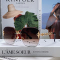 LOUIS VUITTON CHAIN SQUARE SUNGLASSES 570260 IN GOLD METAL BROWN SMOKE LENS