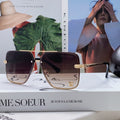LOUIS VUITTON SQUARE SUNGLASSES 570264 IN GOLD METAL BROWN SMOKE LENS