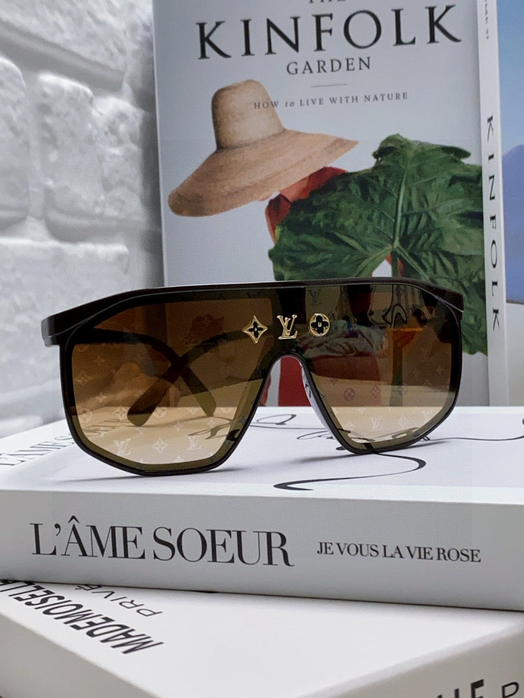 LOUIS VUITTON WAIMEA SUNGLASSES 570267 IN BROWN ACETATE MONOGRAM ON LENS