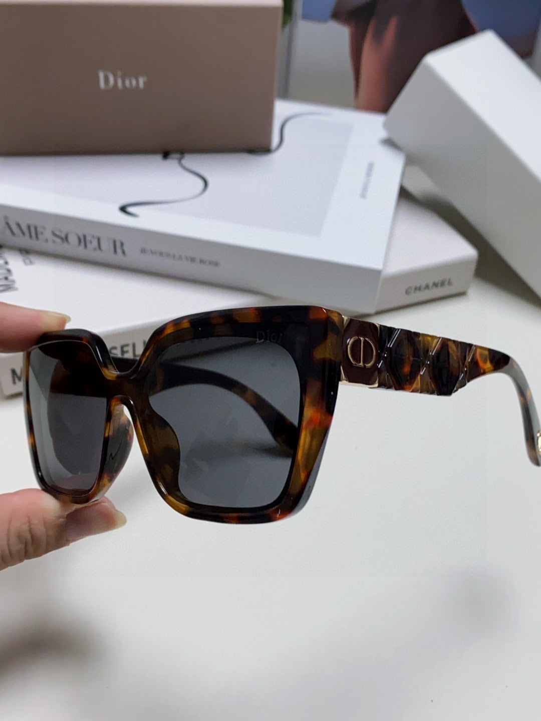 DIOR LADY 95.22 S2F SUNGLASS 571585 IN HAVANA ACETATE GREY LENSES