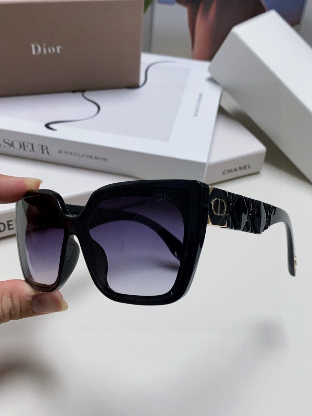 DIOR LADY 95.22 S2F SUNGLASS 571586 IN BLACK ACETATE GREY SMOKE
