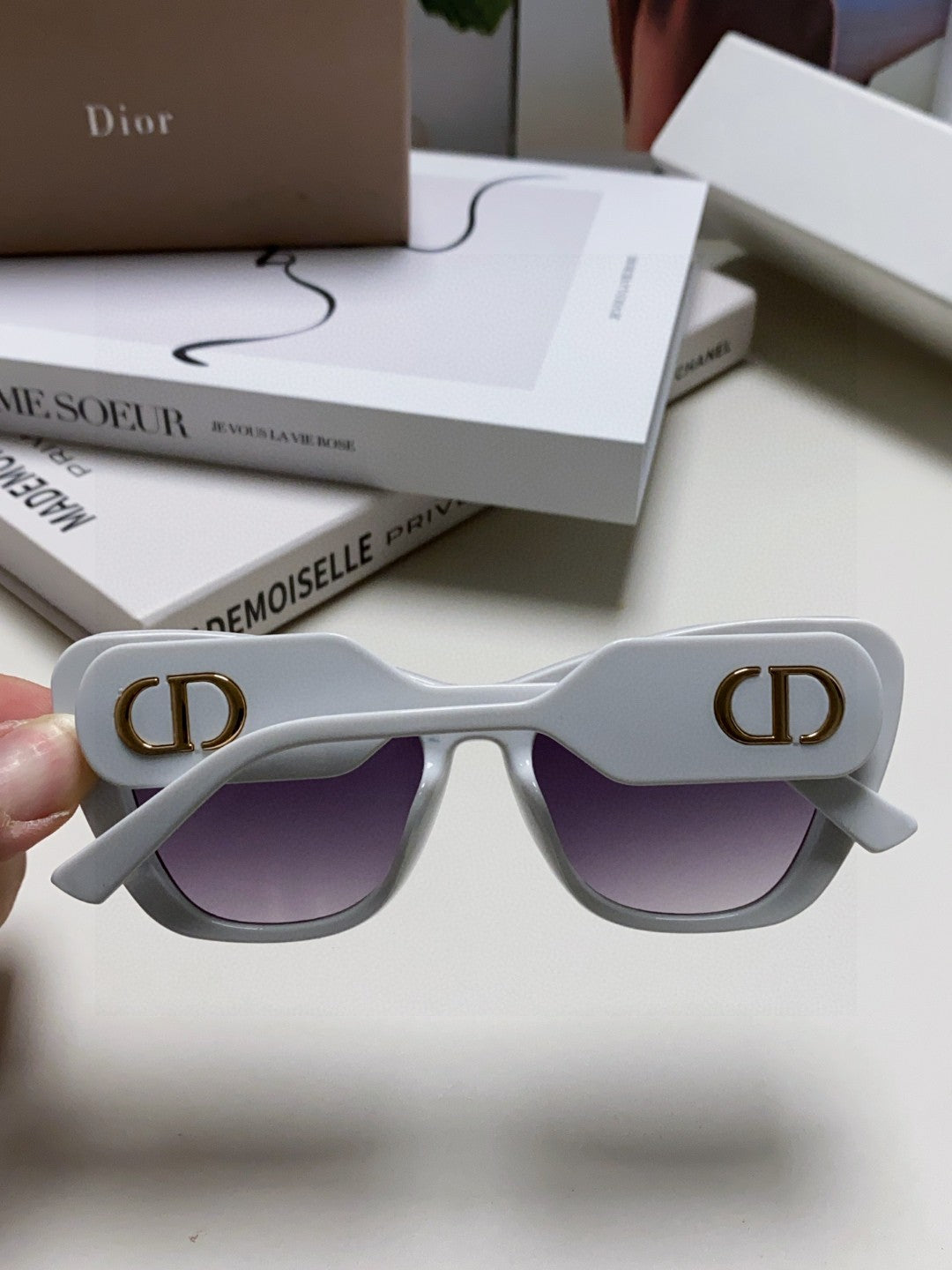 DIOR BOBBY B1U SUNGLASS 571589 IN WHITE ACETATE GREY SMOKE LENSES
