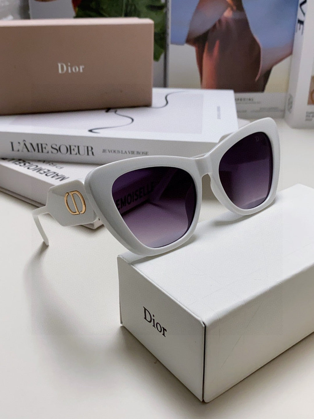DIOR BOBBY B1U SUNGLASS 571589 IN WHITE ACETATE GREY SMOKE LENSES