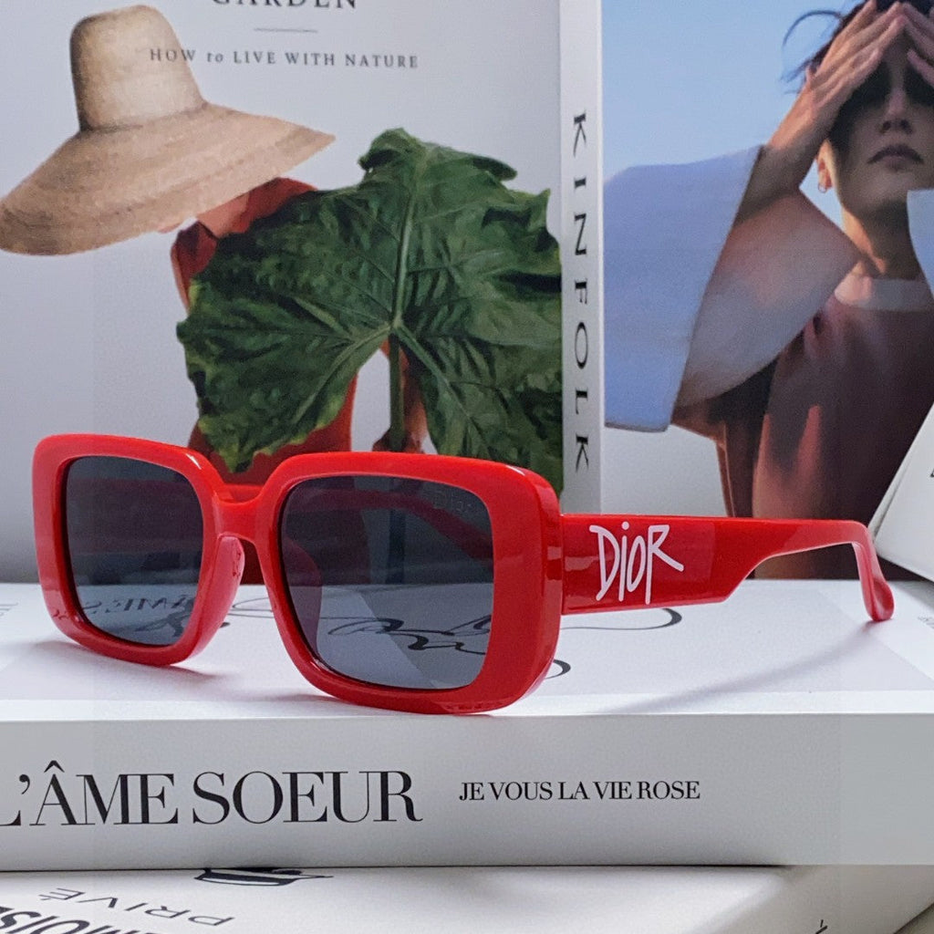 DIOR MONTAIGNE SUNGLASS 571592 IN RED ACETATE TEXT LOGO