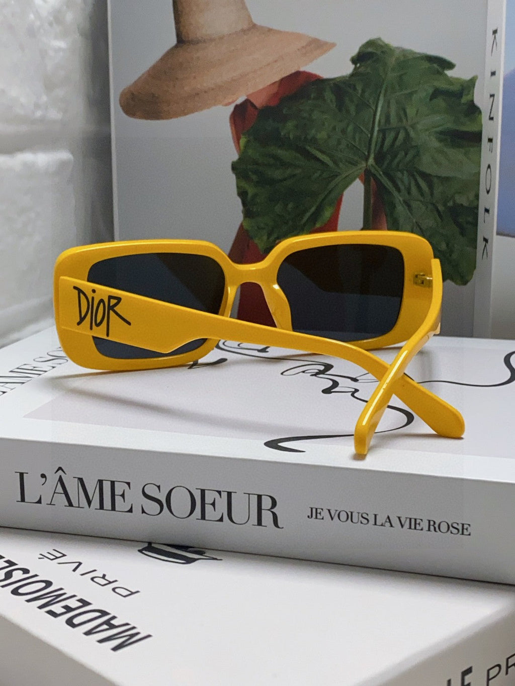 DIOR MONTAIGNE SUNGLASS 571593 IN YELLOW ACETATE TEXT LOGO