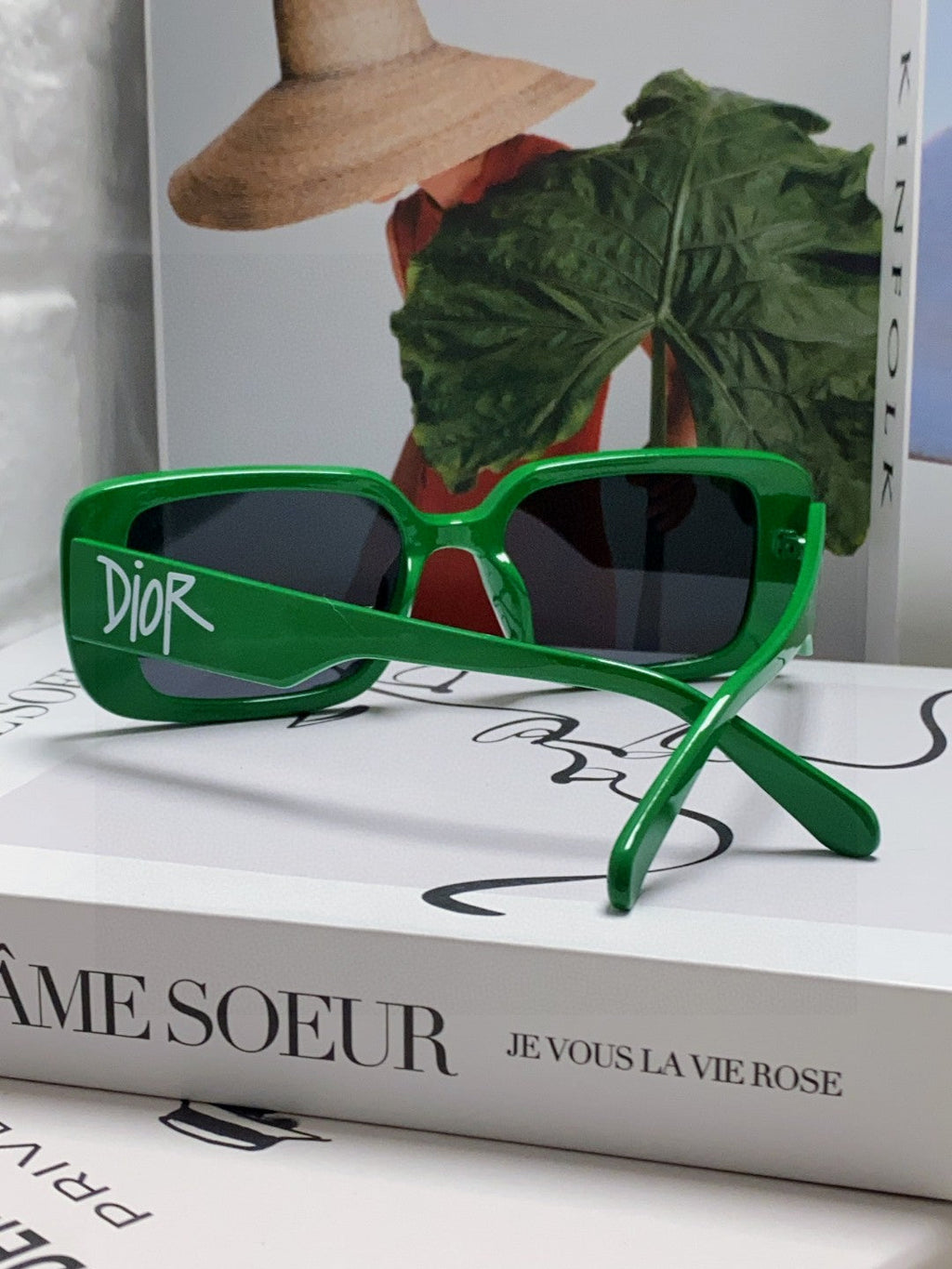 DIOR MONTAIGNE SUNGLASS 571594 IN GREEN ACETATE TEXT LOGO