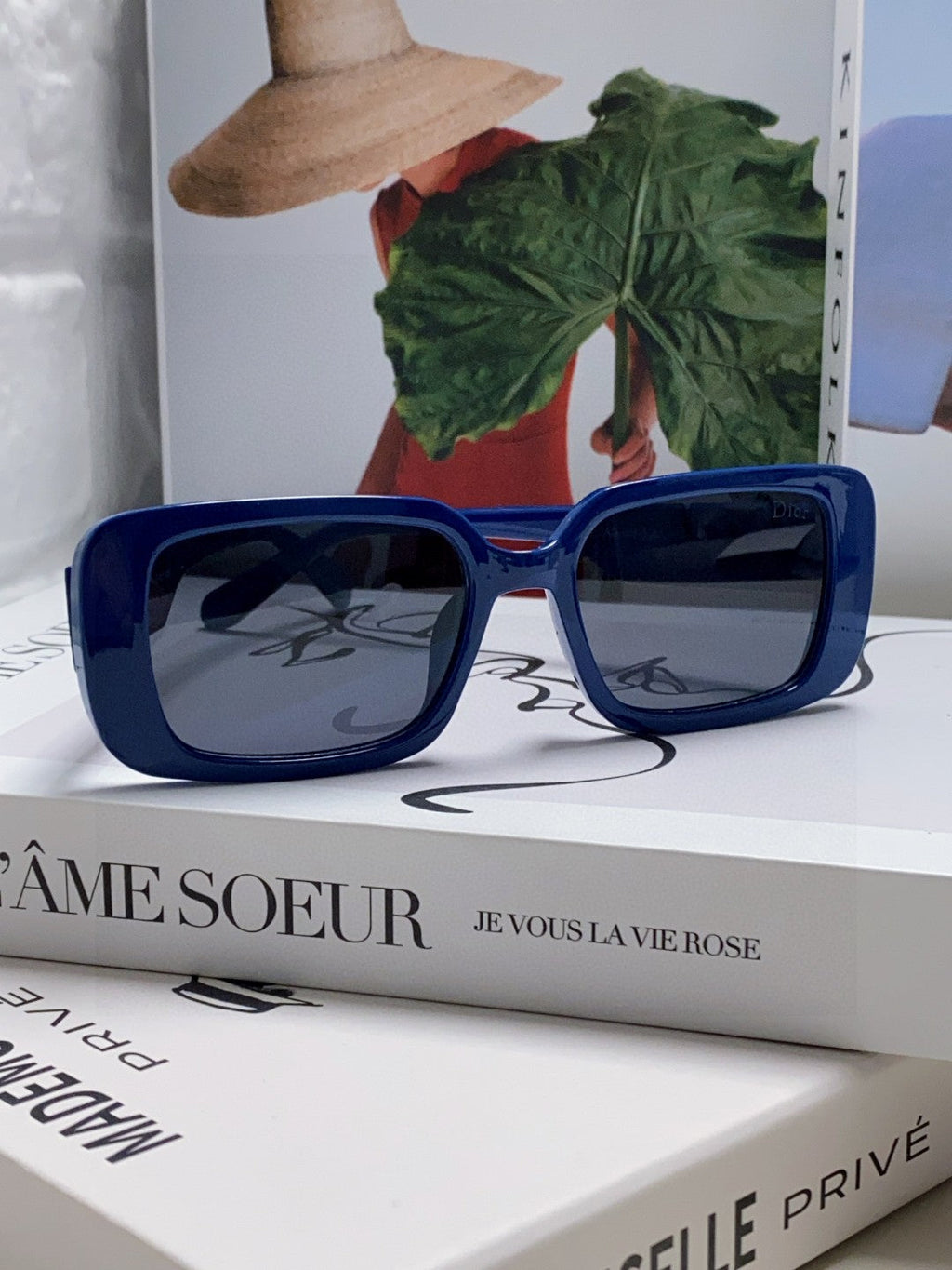 DIOR MONTAIGNE SUNGLASS 571595 IN BLUE ACETATE TEXT LOGO