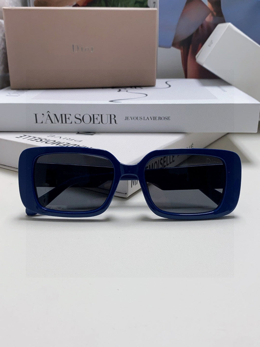 DIOR MONTAIGNE SUNGLASS 571595 IN BLUE ACETATE TEXT LOGO