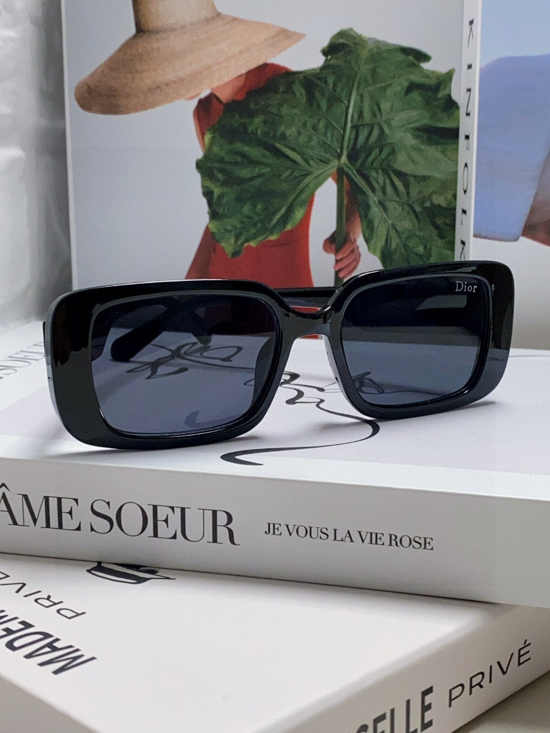 DIOR MONTAIGNE SUNGLASS 571596 IN BLACK ACETATE TEXT LOGO