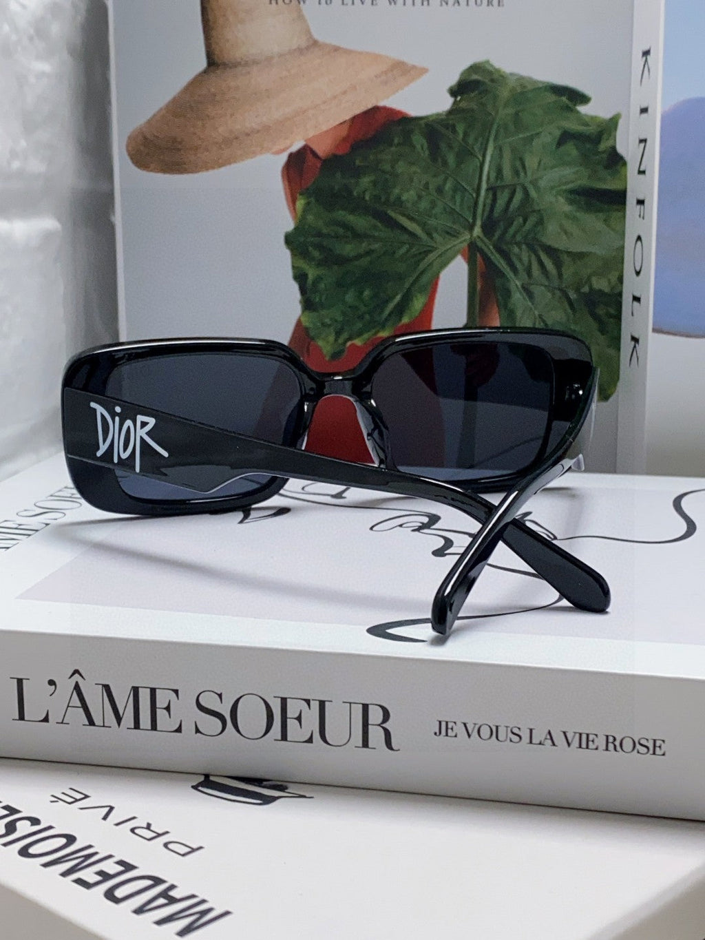DIOR MONTAIGNE SUNGLASS 571596 IN BLACK ACETATE TEXT LOGO