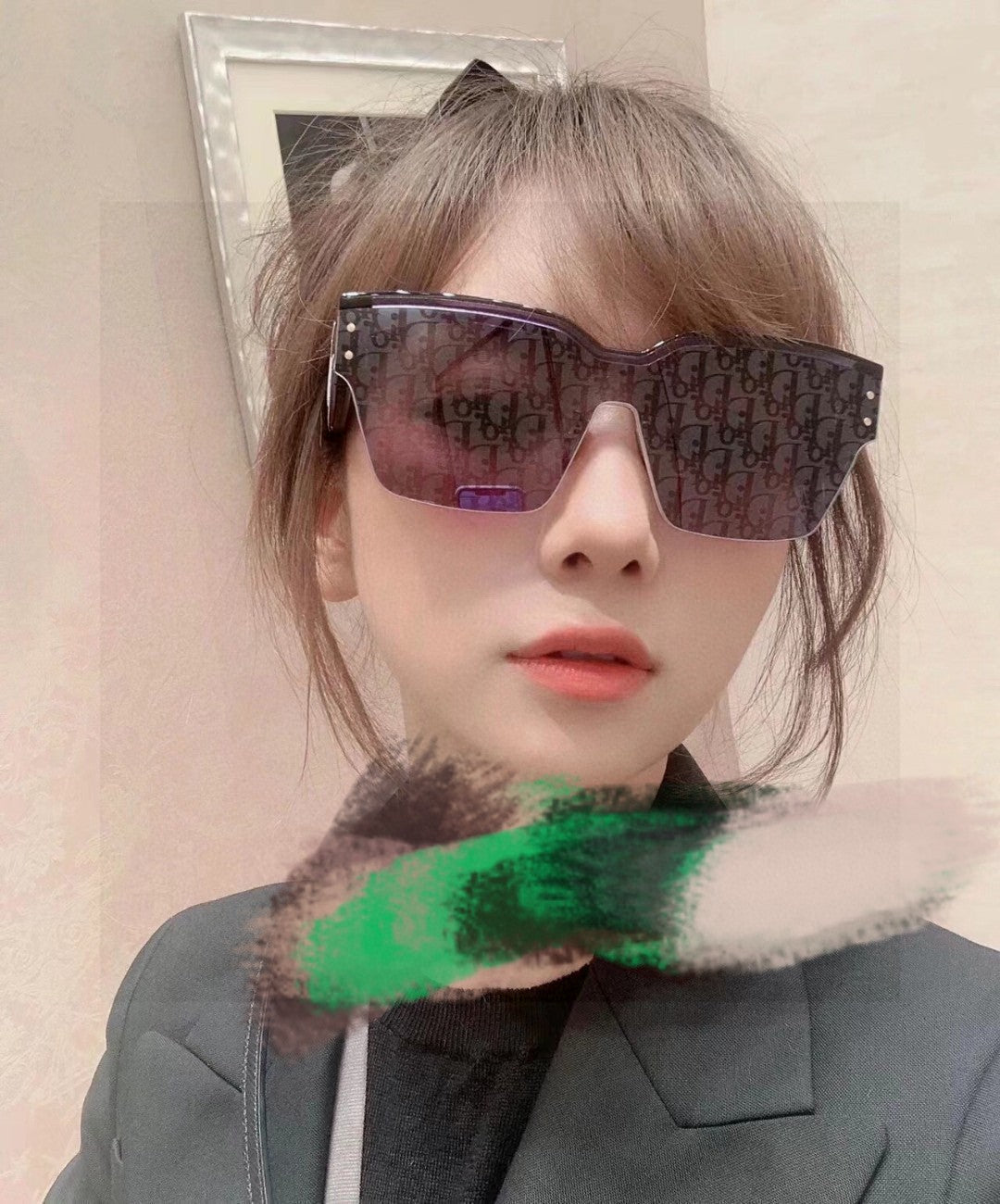 DIOR OBLIQUE SUNGLASS 571598 IN BLACK ACETATE