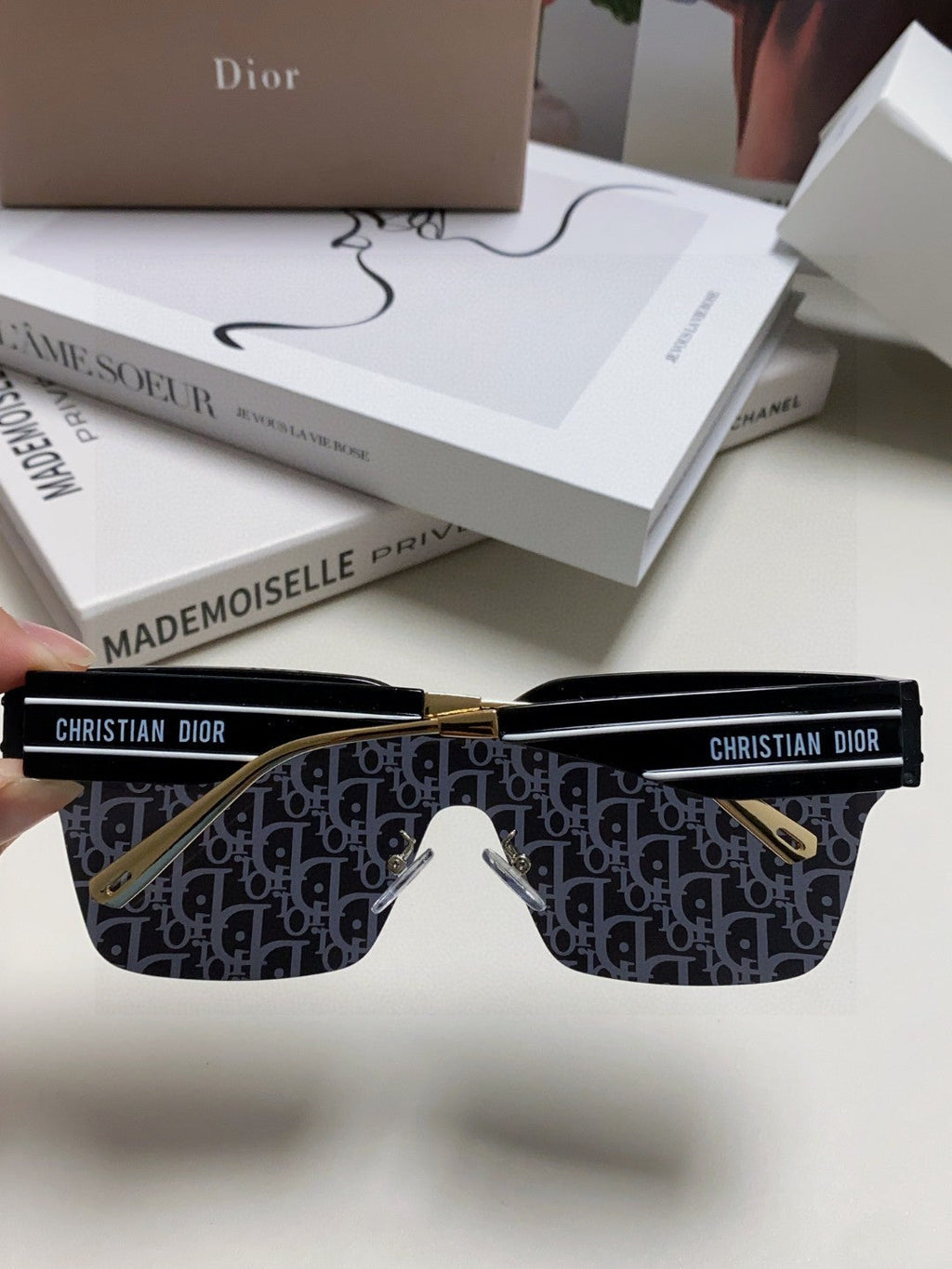 DIOR OBLIQUE SUNGLASS 571598 IN BLACK ACETATE