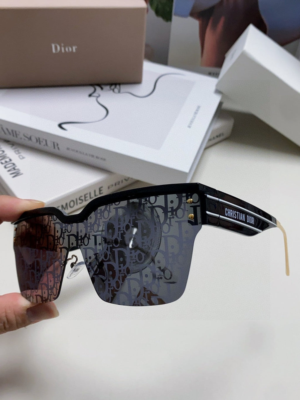 DIOR OBLIQUE SUNGLASS 571598 IN BLACK ACETATE