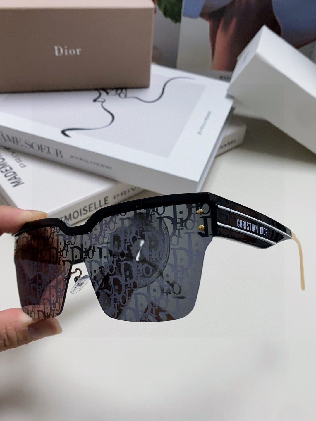 DIOR OBLIQUE SUNGLASS 571598 IN BLACK ACETATE