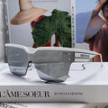 DIOR OBLIQUE SUNGLASS 571600 IN WHITE METAL BLACK MIRROR LENSES