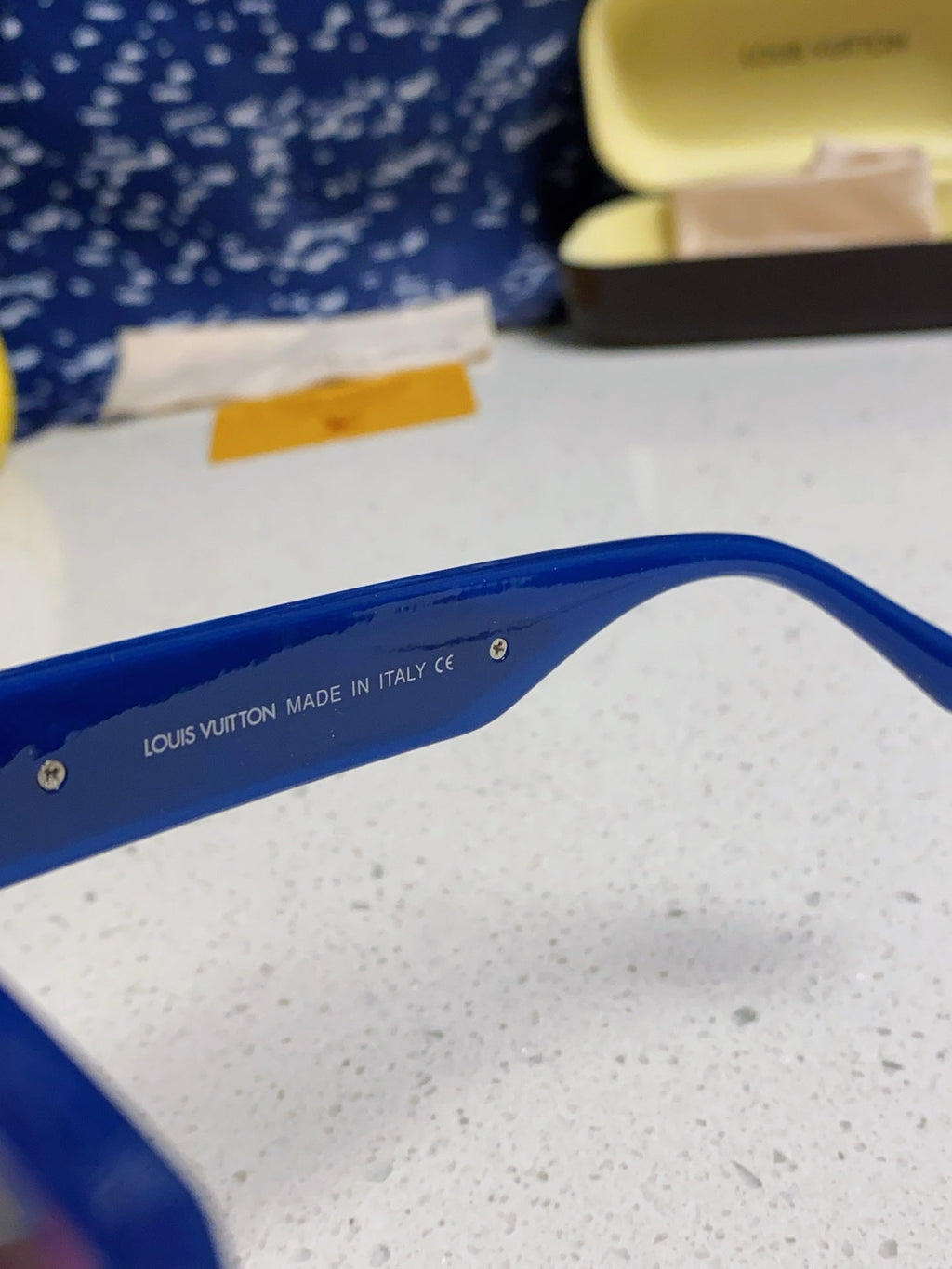 LOUIS VUITTON CAT EYE SUNGLASSES 576883 IN BLUE AND GOLD ACETATE