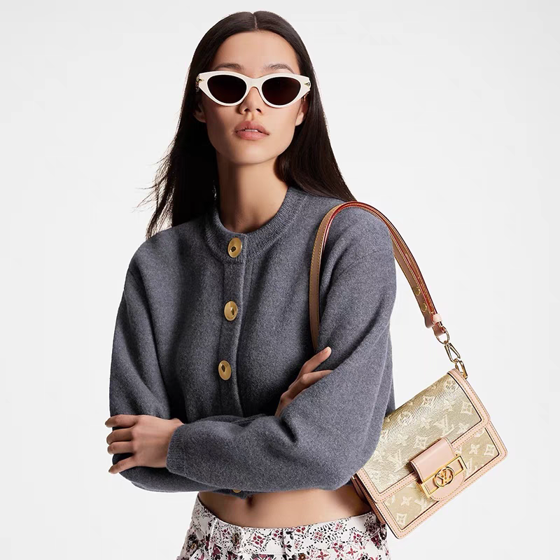 LOUIS VUITTON CAT EYE SUNGLASSES 576885 IN WHITE AND GOLD ACETATE