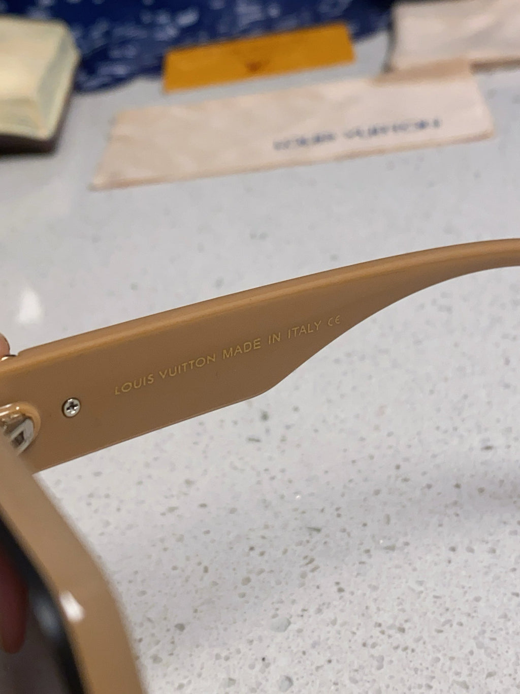 LOUIS VUITTON SQUARE SUNGLASSES 571654 IN DARK BEIGE SMOKE ACETATE