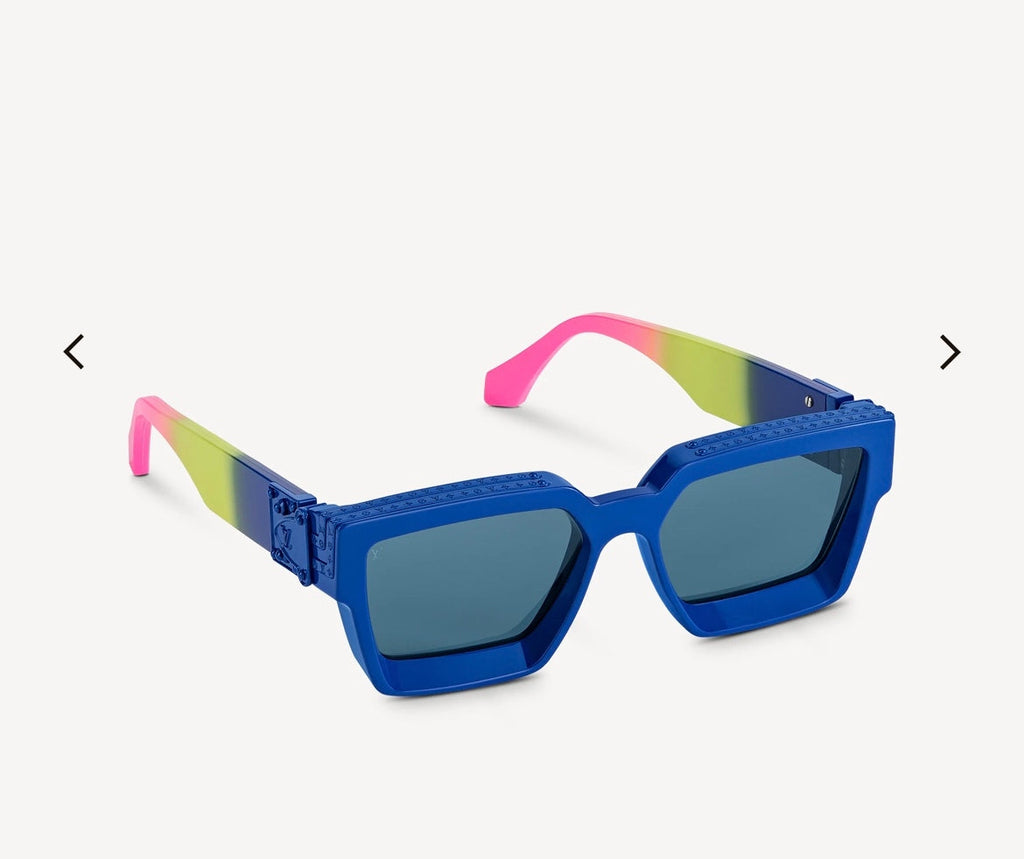 LOUIS VUITTON RECTANGLE SUNGLASSES 575847 IN BLUE MIX MULTICOLOR ACETATE