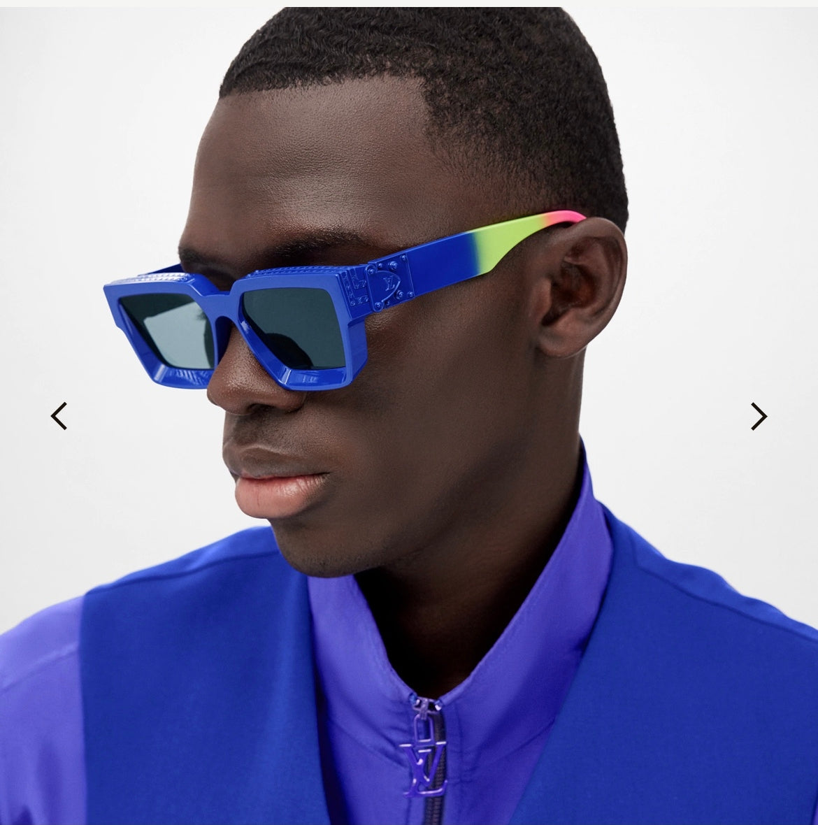 LOUIS VUITTON RECTANGLE SUNGLASSES 575847 IN BLUE MIX MULTICOLOR ACETATE