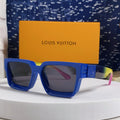 LOUIS VUITTON RECTANGLE SUNGLASSES 575847 IN BLUE MIX MULTICOLOR ACETATE