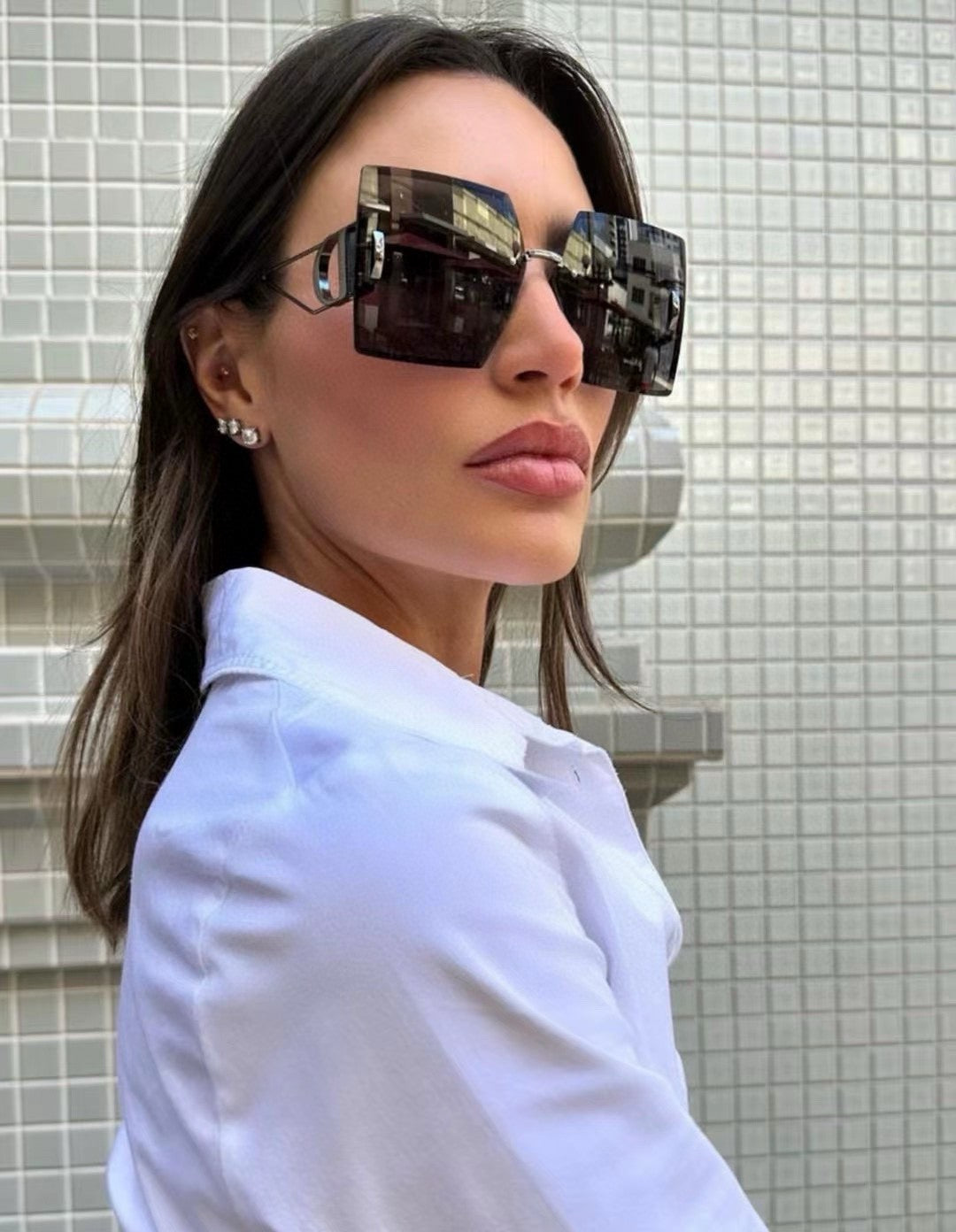 DIOR 30MONTAIGNE S7U SUNGLASS 578111 IN BLACK METAL GREY LENSES