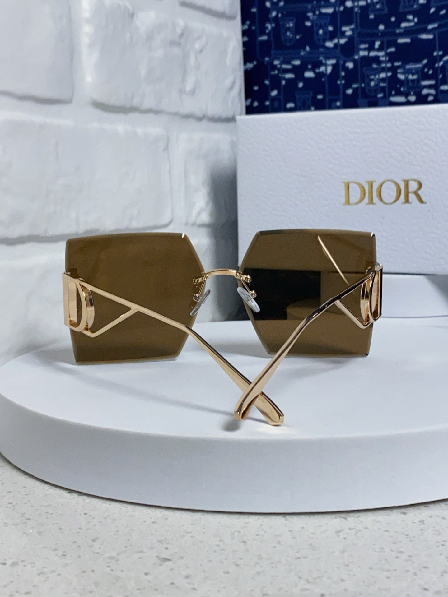 DIOR 30MONTAIGNE S7U SUNGLASS 578108 IN GOLD METAL BROWN LENSES